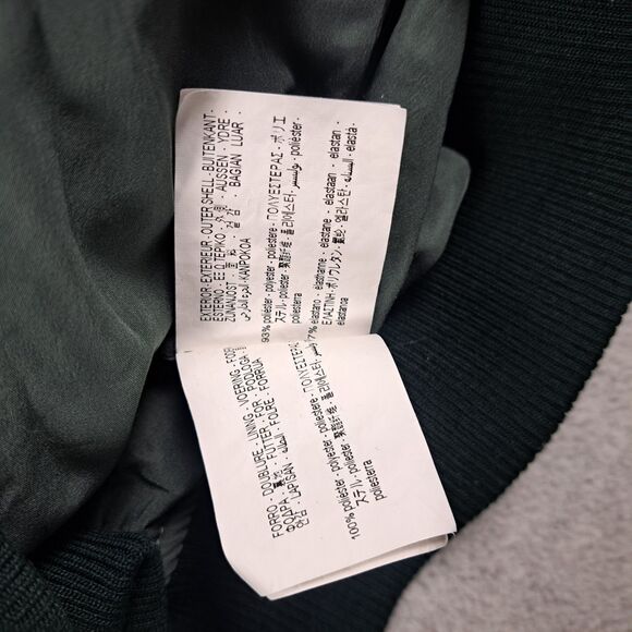 Zara DNWR Varsity Bomber Jacket Mens L Green White Embroidered Snap Up Panda - Picture 10 of 14